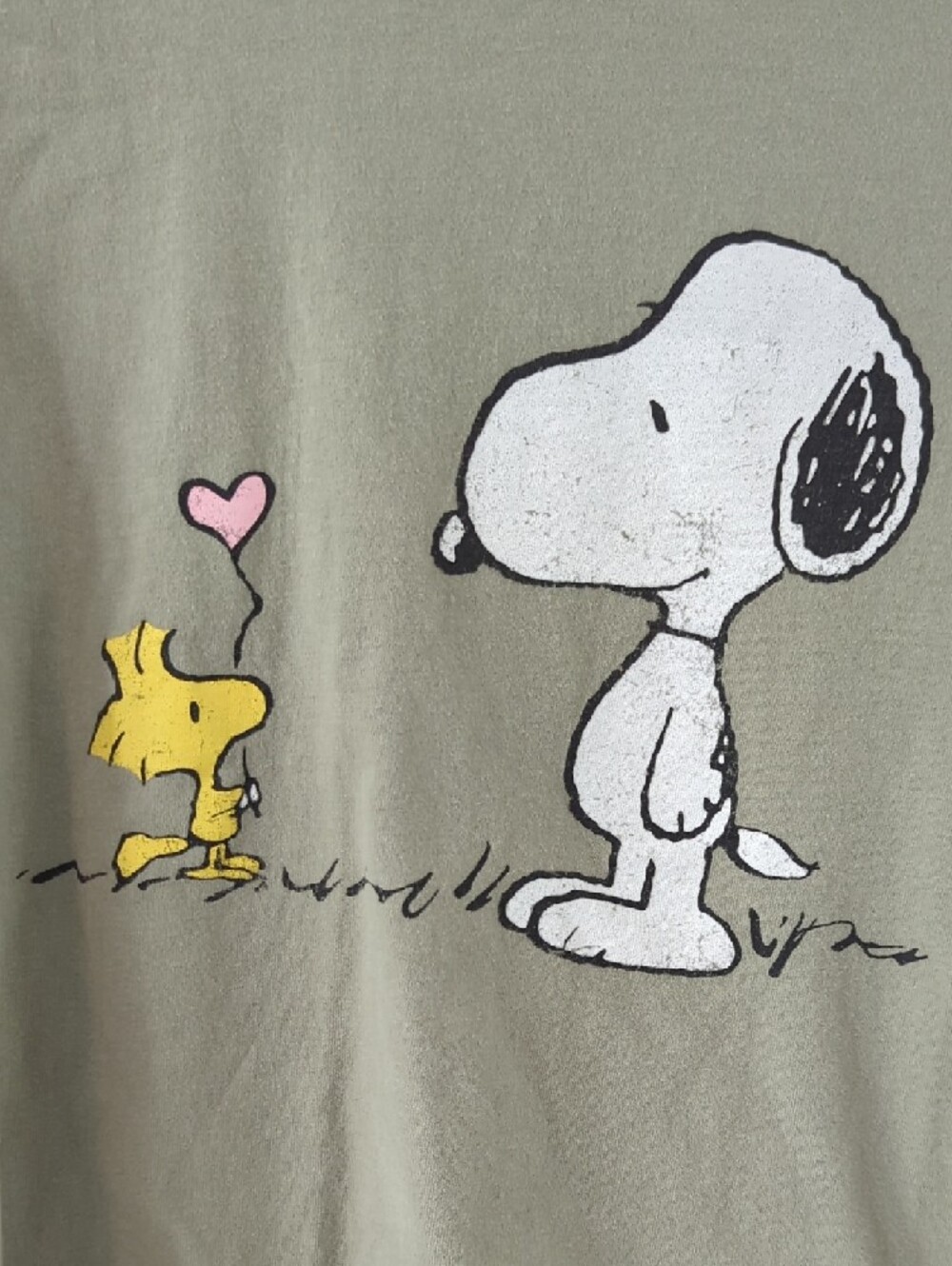 Juniors Snoopy & Woodstock Graphic Tee - Olive Green - Picture 4 of 4